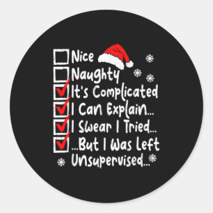 Nice Naughty Multi Checklist Funny Christmas List  Classic Round Sticker