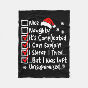 Nice Naughty Multi Checklist Funny Christmas List Fleece Blanket