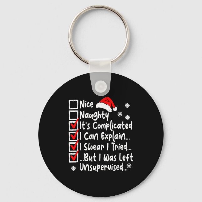 Nice Naughty Multi Checklist Funny Christmas List  Keychain (Front)