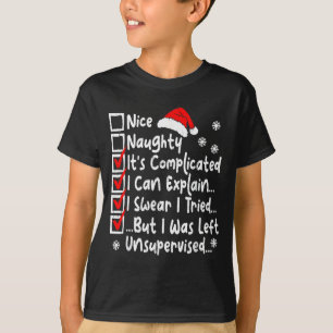 Nice Naughty Multi Checklist Funny Christmas List T-Shirt