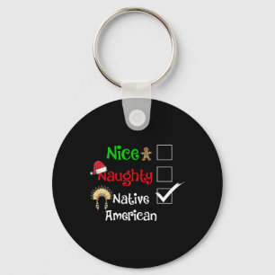 Nice Naughty Native American Santa Christmas Pyjam Keychain