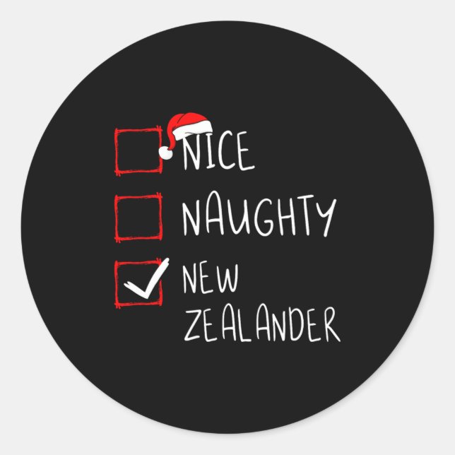 Nice Naughty New Zealander Christmas New Zealand H Classic Round Sticker (Front)