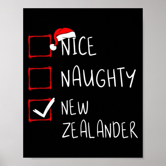 Nice Naughty New Zealander Christmas New Zealand H Poster (Front)