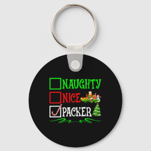 Nice Naughty Packer Santa Christmas List  Keychain