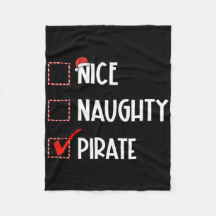 Nice Naughty Pirate Christmas Santa Claus Fleece Blanket