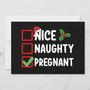 Nice Naughty Pregnant Christmas List Pregnancy Invitation