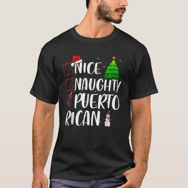 Nice Naughty Puerto Rican Christmas Matching Top  (Front)
