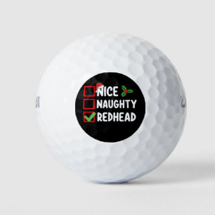 Nice Naughty Redhead Family Matching Christmas Lis Golf Balls