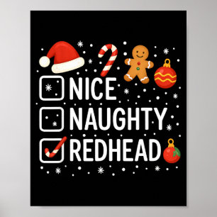 Nice Naughty Redhead Funny Christmas Quote Poster