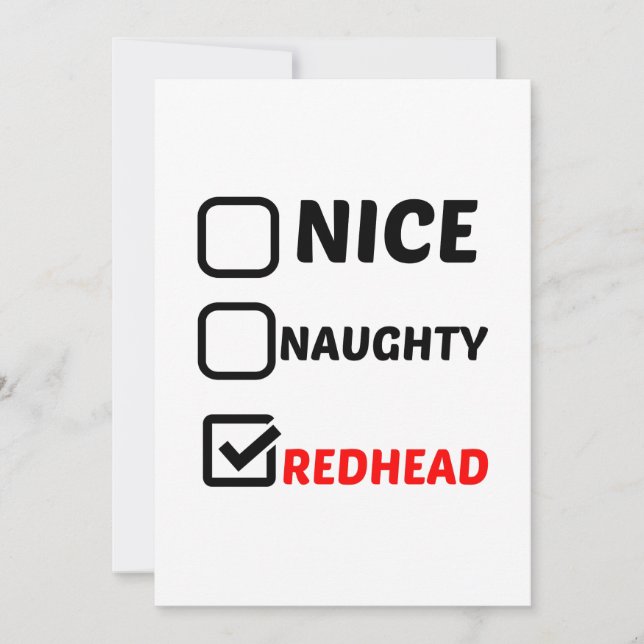 NICE NAUGHTY REDHEAD THANK YOU CARD (Front)