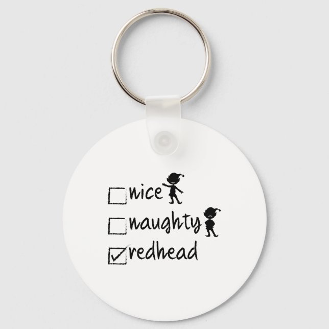 Nice Naughty Redhead - Xmas Gift Idea Funny Christ Keychain (Front)