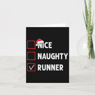 Nice Naughty Runner Running Womens Mens Funny Chri Card