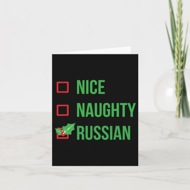 Nice Naughty Russian Funny Ugly Christmas  Card (Front)