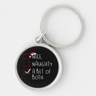 Nice Naughty Santa Hat Humor Vibe Keychain