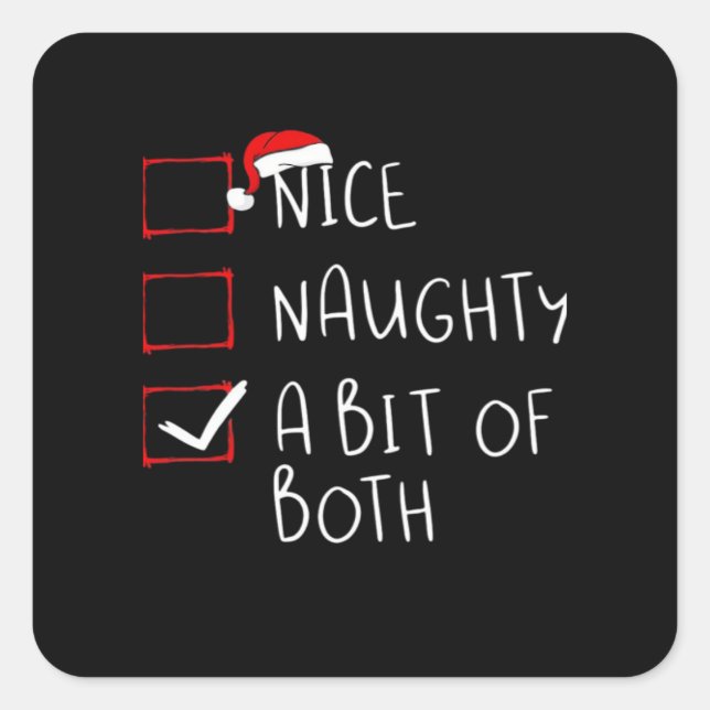 Nice Naughty Santa Hat Humor Vibe  Square Sticker (Front)