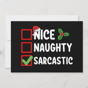 Nice Naughty Sarcastic Christmas List Sarcasm Invitation