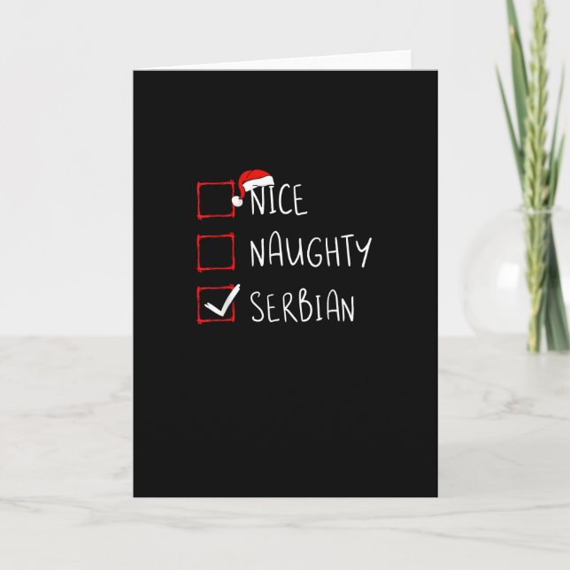 Nice Naughty Serbian Christmas Heritage  Card (Front)