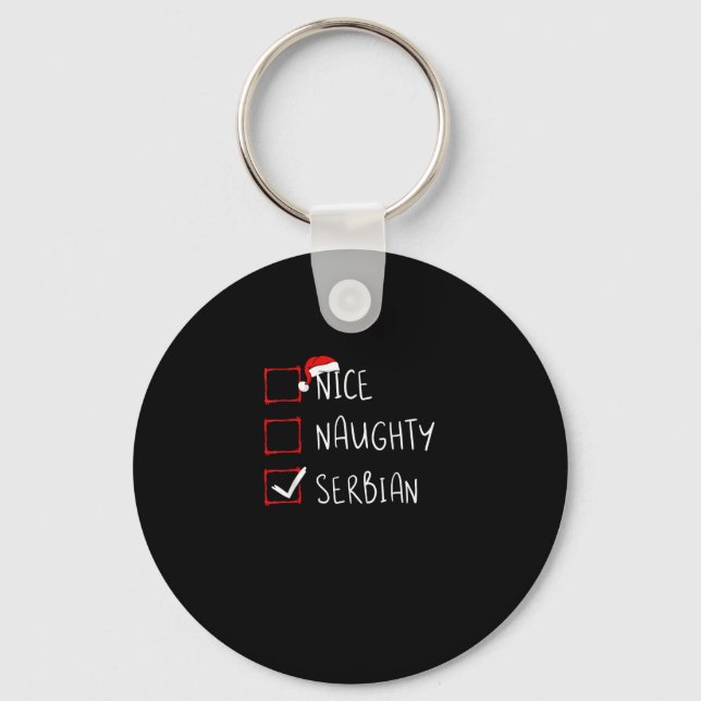 Nice Naughty Serbian Christmas Heritage  Keychain (Front)