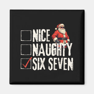 Nice Naughty Six Seven Brainrot Meme 67 Santa Funn Magnet