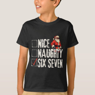 Nice Naughty Six Seven Brainrot Meme 67 Santa Funn T-Shirt