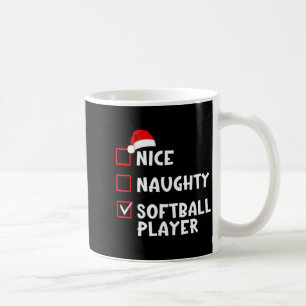 Nice Naughty Softball Player Funny Christmas List Coffee Mug