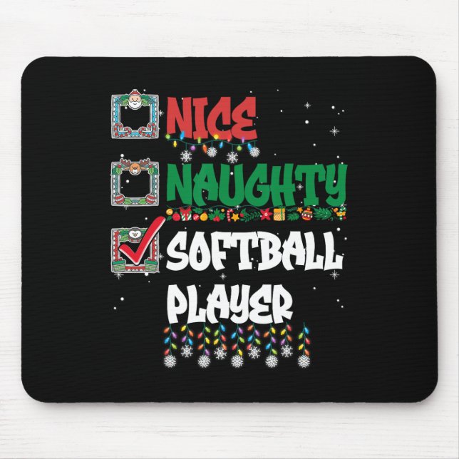 Nice Naughty Softll Player Christmas List Funny  Mouse Pad (Front)