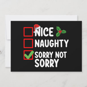 Nice Naughty Sorry Not Christmas List Holiday Invitation