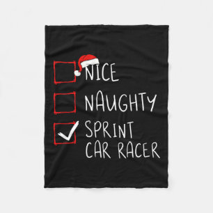 Nice Naughty Sprint Car Racer Christmas List Santa Fleece Blanket