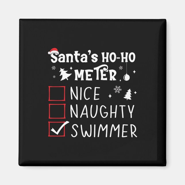 Nice Naughty Swimmer Christmas List Swimming Funny Magnet (Front)