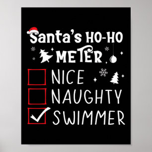 Nice Naughty Swimmer Christmas List Swimming Funny Poster