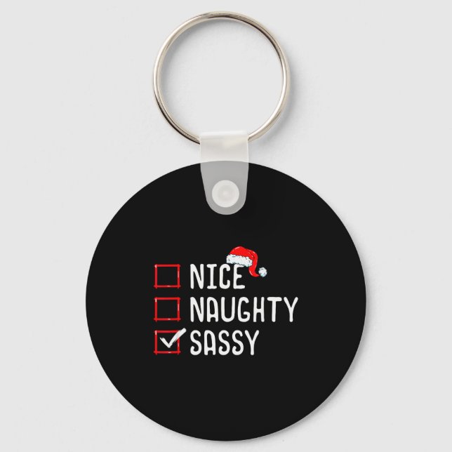 Nice Naughty Sy Christmas List  Keychain (Front)