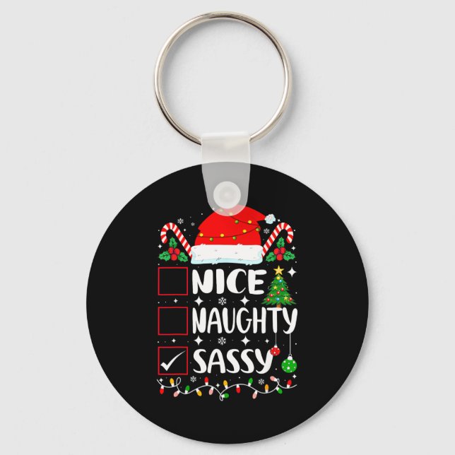 Nice Naughty Sy Christmas List  Keychain (Front)