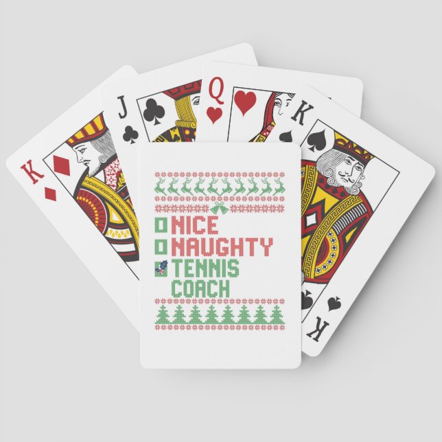 Nice Naughty Tennis Coach Christmas Matching Gift Playing Cards (Back)