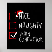 Nice Naughty Train Conductor Christmas List Engine