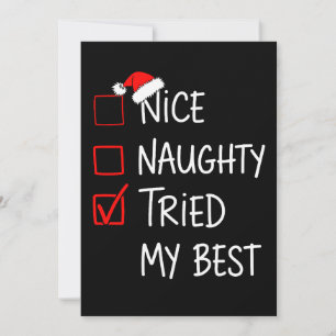 Nice Naughty Tried My Best Christmas List Santa Holiday Card