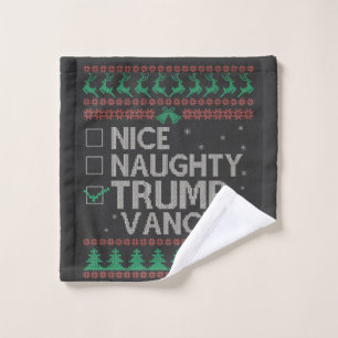 Nice Naughty Trump Vance Election Ugly Sweater Wash Cloth