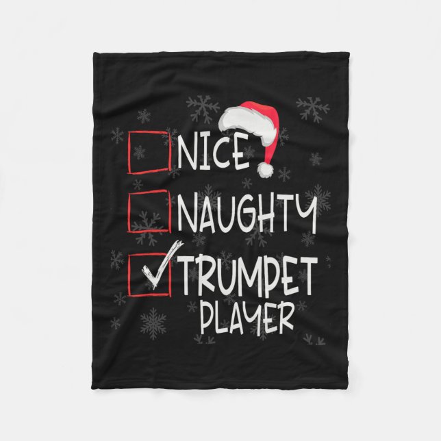 Nice Naughty Trumpet Player List Christmas Santa C Fleece Blanket (Front)