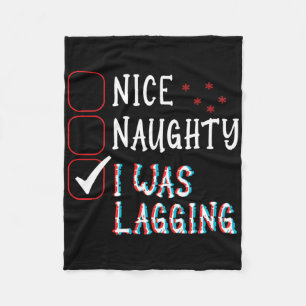 Nice Naughty Videos Games Gamer Fun Lag Christmas Fleece Blanket