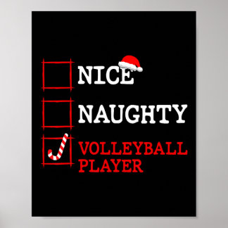 Nice Naughty Volleyll Player Christmas Santa Funny Poster