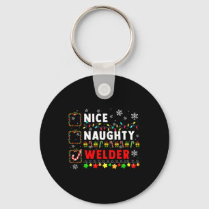 Nice Naughty Welder Christmas Colourful Matching J Keychain