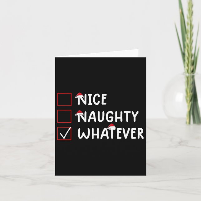 Nice Naughty Whatever Cute Christmas  Card (Front)