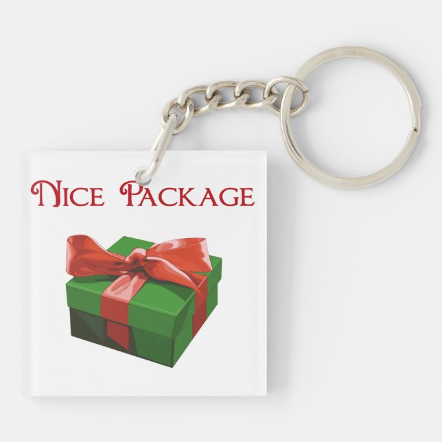 Nice Package Christmas Present Keychain (Back)