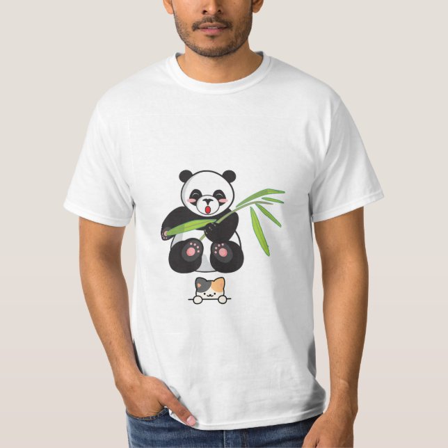 Nice panda & cat design t-shirt (Front)