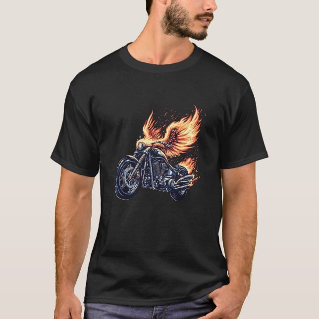 Nice Phoenix Motorcycle Bird Graphic T-Shirt (Front)