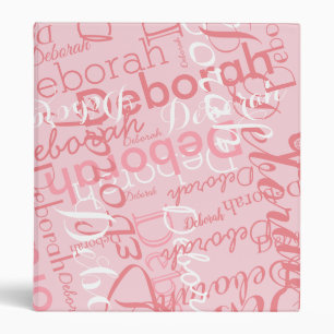 nice pink binder with pattern of names for her