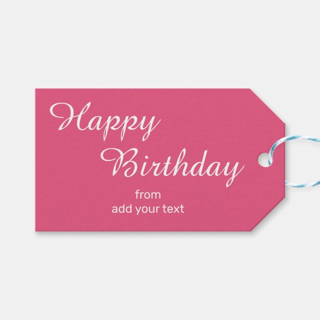 Nice Pink Birthday Gift Tags (Front (Horizontal))