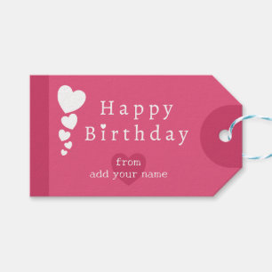Nice Pink Birthday Hearts Gift Tags
