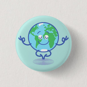 Nice planet Earth meditating in a peaceful way 1 Inch Round Button