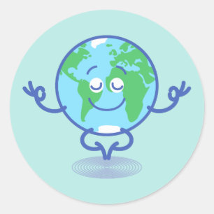 Nice planet Earth meditating in a peaceful way Classic Round Sticker