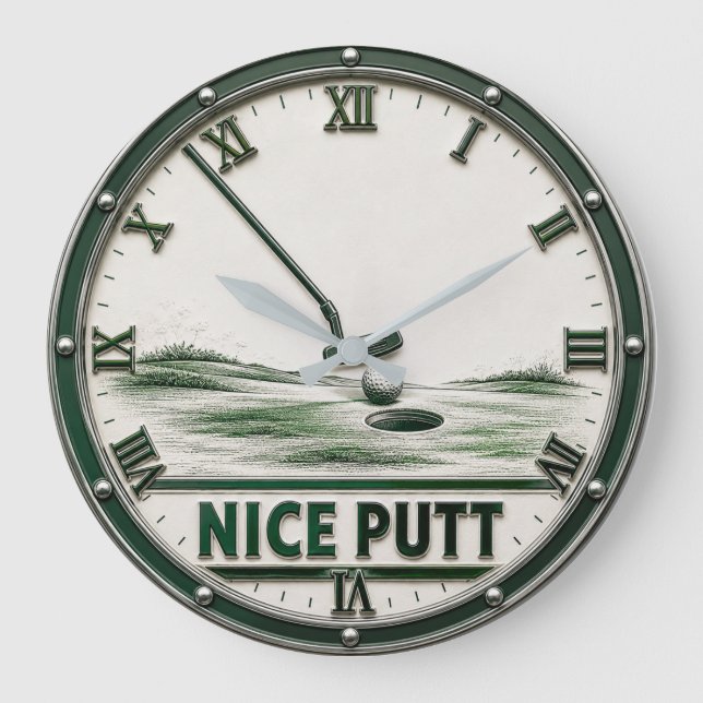 Nice Putt Golf Golfer Gift Large Clock (Front)